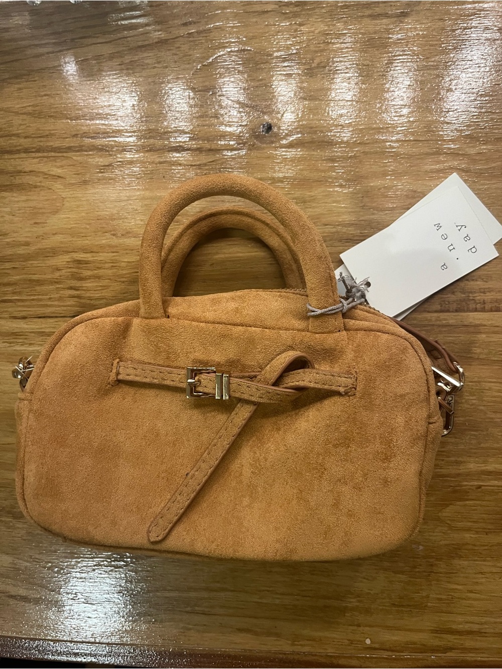 Suede Mini crossbody in Camel